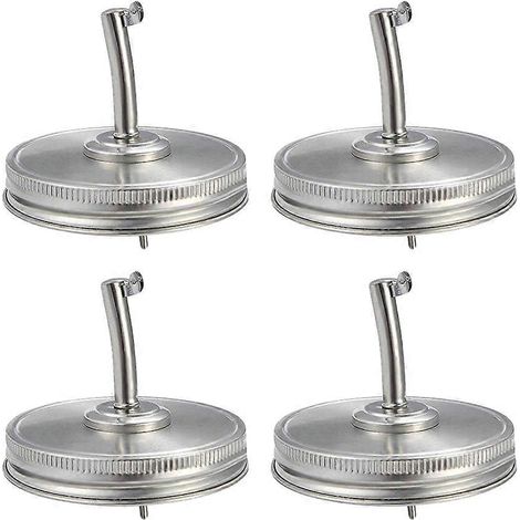 Set Mit 4 Ausgießdeckeln Aus Edelstahl, Passend Für Einmachgläser. – 7,00 X 7,00 X 2,00 Cm – Silber