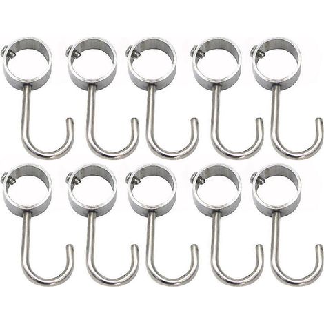 Set Mit 10 Robusten Kleiderschrankhaken, Haken Für Spezialrohre, Hochwertige Kleiderstangenhaken – 7,4 X 2,25 Cm – Silber
