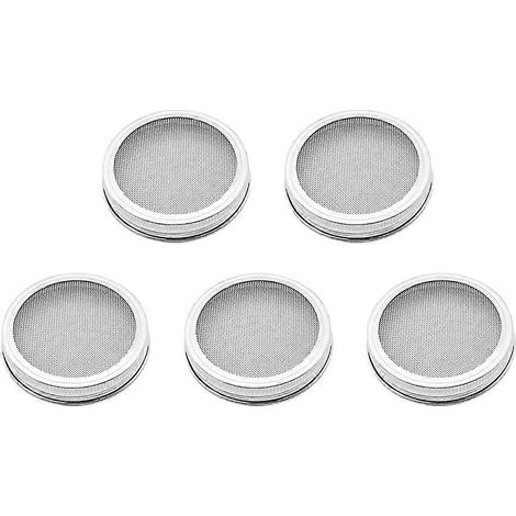 5er-set Edelstahl-siebe Mit Keimdeckeln Für Einmachgläser (silber) – 8,6 X 8,6 X 1,5 Cm – Silber