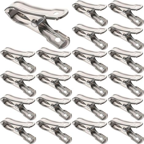 40 Federbelastete Edelstahlklemmen – 5,5 X 3 X 1 Cm – Silber