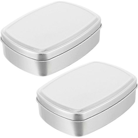 Set Mit 2 Staubdichten Seifenschalen, Je 120 Ml, Mit Deckel. – 9,50 X 7,00 X 3,00 Cm – Silber
