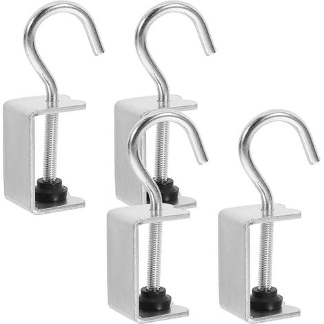 Set Mit 4 Balkenclips, Taschenhaken, Schreibtischclips, Rucksackhaken, Wiederverwendbare Haken – 10,50 X 2,00 X 2,00 Cm – Silber