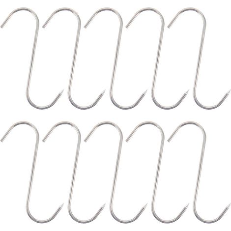 Set Mit 10 Metzgerhaken Für Die Fleischverarbeitung (speck, Schinken Usw.) – 13 X 10 X 0,4 Cm – Silber