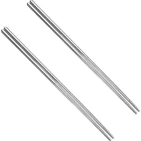 2 Paar Essstäbchen Aus Edelstahl Zum Kochen Von Nudeln Und Braten – 36 X 0,7 X 0,7 Cm – Silber