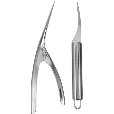 Praktisches Set Aus Tragbaren Garnelenschälern Und Fischschuppern Mit Zange – 23,50 X 2,50 X 2,00 Cm – Silber