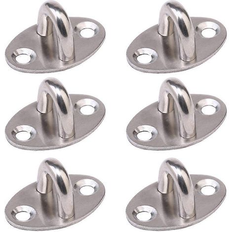 Set Mit 6 Verstärkten Edelstahlhaken Mit Festem Zugring Zur Aufbewahrung – 3,9 X 2,6 Cm – Silber