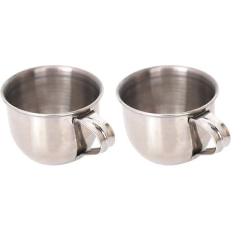 Set Aus 2 Edelstahlbechern (wasserbecher, Sakebecher, Kleine Teetassen, Pflaumenweingläser) – 5,7 X 5,7 X 4 Cm – Silber