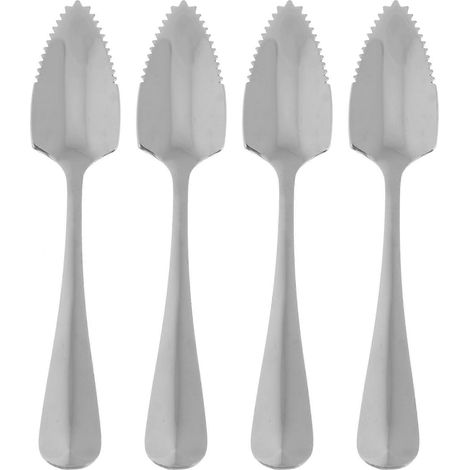 Set Aus 4 Obstlöffeln Aus Edelstahl Mit Gezacktem Teelöffel Und Langem Griff, Ideal Für Grapefruitdesserts Und Eiscreme. – 15,50 X 2,70 X 0,50 Cm