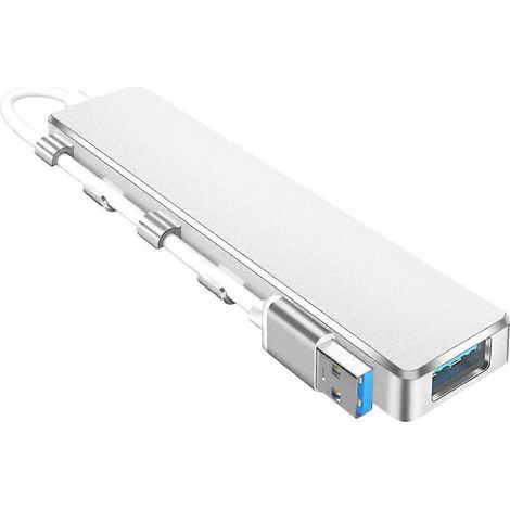 4-port-usb-hub Für Laptops, Erweiterungs- Und Übertragungsadapter Für Büro Oder Zuhause – 11,45 X 2,6 Cm – Silber