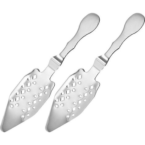 Set Aus 2 Absinthlöffeln Aus Edelstahl, Hohle Absinthlöffel, Absinthlöffel Für Absinthbars Und Absinthbrunnen – 16,10 X 3,50 X 1,00 Cm – Silber
