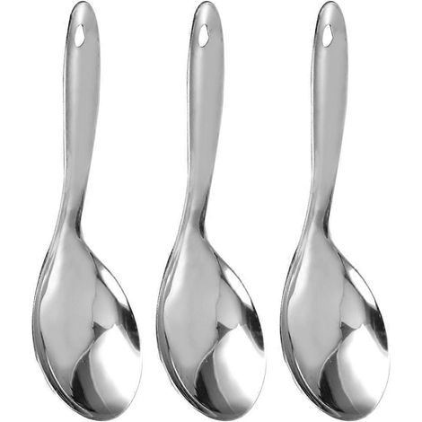 3er-set Reislöffel Aus Edelstahl, Einfache Löffel, Küchenlöffel, Küchenutensil – 22,00 X 7,50 X 0,20 Cm – Silber