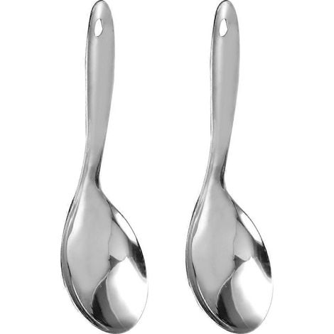 Set Mit 2 Edelstahl-reislöffeln, Einfache Küchenlöffel, Servierlöffel – 22,00 X 7,50 X 0,20 Cm – Silber