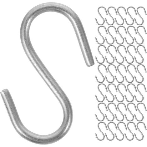 100er-packung S-förmige Haken, Küchenhaken, Eisenhaken, Türhaken, Robuste Haken – 1,30 X 0,80 X 0,10 Cm – Silber