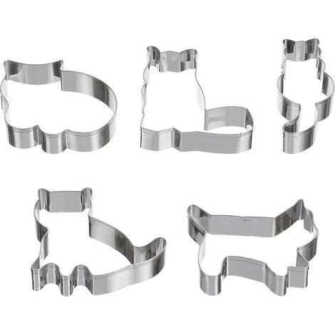 Set Mit 5 Katzenförmigen Ausstechformen Für Kekse Und Fondant, Aus Edelstahl. – 8,30 X 3,80 X 2,00 Cm – Silber
