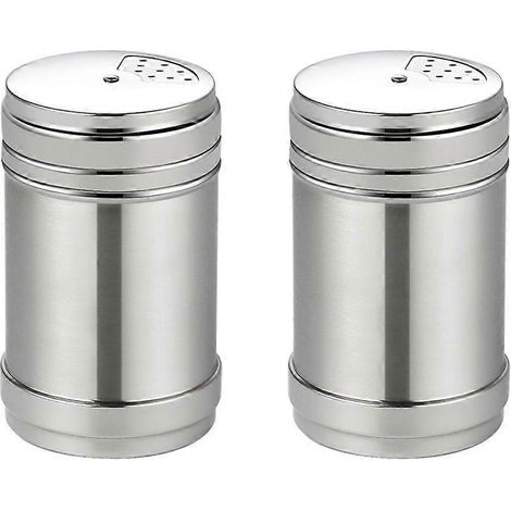 Set Aus 2 Tragbaren Salz- Und Pfefferstreuern, Runde Gewürzgläser Mit Drehbaren Deckeln, Gewürzflaschen – 6,5 X 6,5 X 11 Cm – Silber