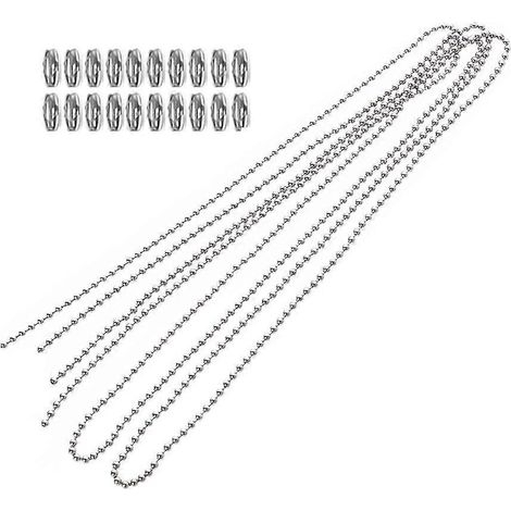 Deckenkettenset Mit Verbinder, Kugelkettenverlängerung Mit Passendem Verbinder, Zubehör Für Nachttischlampe Oder Ventilatorschalter. – Silber