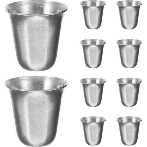 Set Mit 10 Stapelbaren, Tragbaren Edelstahlbechern Für Die Kommunion – 3,20 X 3,20 X 3,20 Cm – Silber