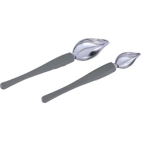 Set Aus 2 Praktischen Saucenlöffeln Für Die Küche, Inklusive Stift Und Halter Für Farbe. – 20,00 X 3,80 X 1,70 Cm – Silber