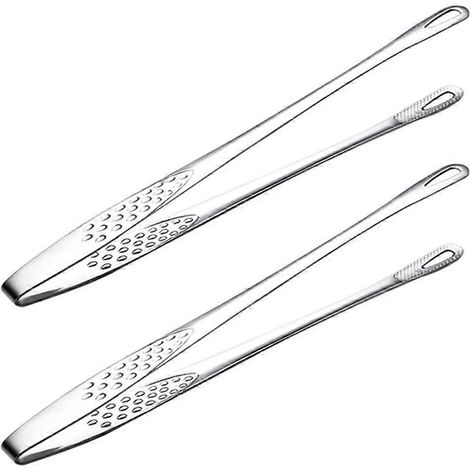 Set Mit 2 Grillzangen Aus Edelstahl 304, Brotzange, Bbq-zange (silber) – 24 X 1,2 Cm – Silber