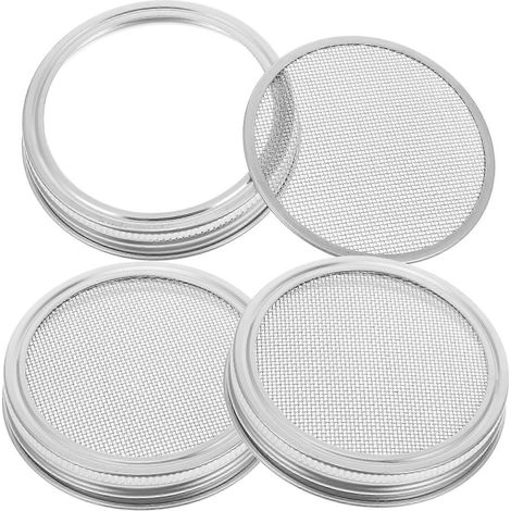 Set Mit 3 Edelstahl-keimdeckeln (86 Mm) Für Einmachgläser Mit Weiter Öffnung Zum Keimen Von Bio-saatgut Zu Hause Und In Der Küche. – 8,60 X 8,60 X 1,70 Cm – Silber