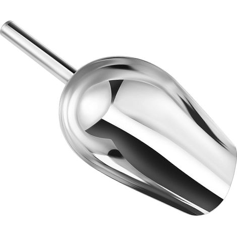 Multifunktionale Edelstahl-eisschaufel, Getreideschaufel, Mehlschaufel, Reisschaufel Für Tee, Süßigkeiten, Desserts, Bohnen (33 X 14,5 Cm) – Silber