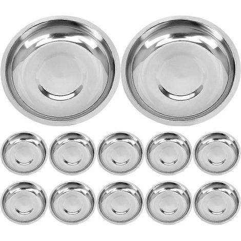 Set Mit 12 Edelstahl-würzschalen, Saucenschalen, Runden Schälchen – 8,00 X 8,00 X 1,50 Cm – Silber