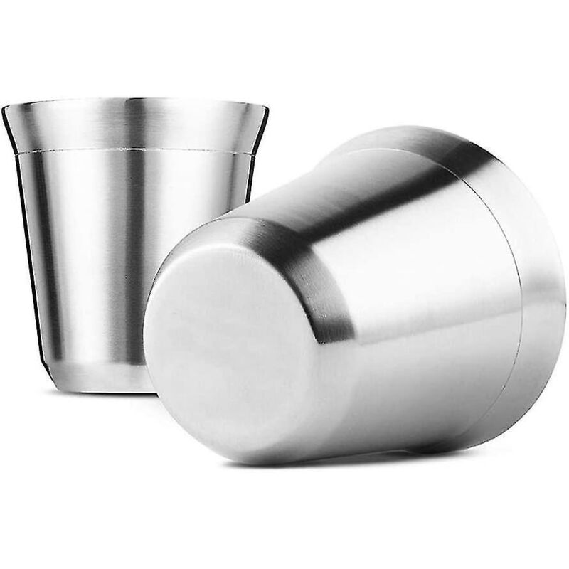 Espressotassen Aus Edelstahl, Doppelwandig Isolierte Kaffee-/teetassen, Leicht Zu Reinigen Und Spülmaschinenfest (80 Ml) (silber, 2er-set)