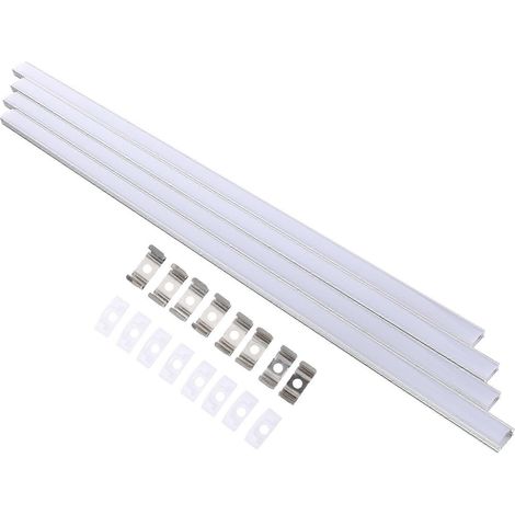 4-kanal-led-system Mit U-förmigem Silbernen Led-diffusor Und Milchig-weißer Abdeckung – 50 X 1,7 Cm – Silber