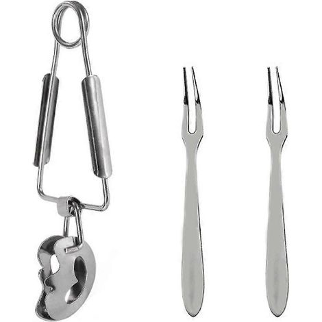 Set Bestehend Aus 1 Schneckenzange Und -gabel – Hochwertige, Langlebige Und Robuste Schneckenzange – 16 X 5,5 X 3 Cm – Silber
