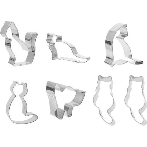 Set Mit 7 Katzenförmigen Ausstechformen (zufällige Ausführung) – 9,5 X 7 X 2,5 Cm – Silber