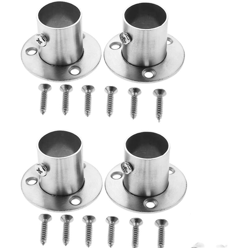 Set Mit 4 Edelstahlhalterungen Für Kleiderschränke, Rohre, Stützen Und Verbindungsstücke Zwischen Rohren, Stangenhalter – 22 Mm – Phwj