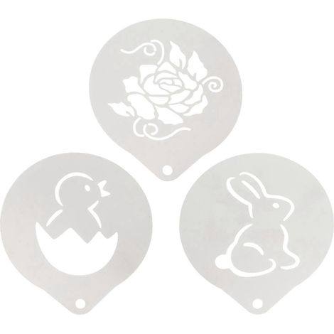 Set Mit 3 Kaffeeschablonen Aus Edelstahl, Hasenform Für Latte Macchiato Und Cappuccino – 10 X 8,2 Cm – Silber