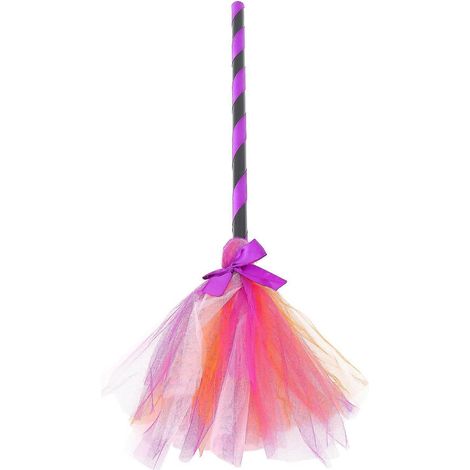 Halloween-hexenbesen Aus Kunststoff, Dekoratives Partyaccessoire. – 75 X 2 Cm – Lila