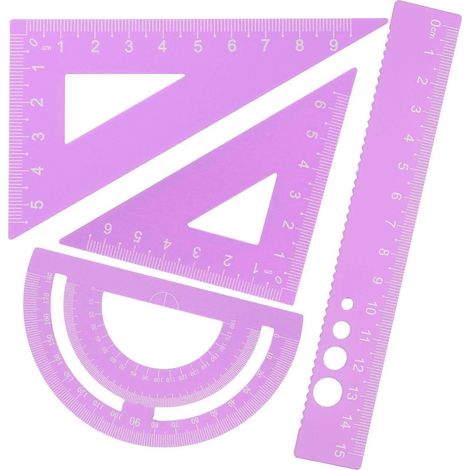 Lineale Aus Aluminiumlegierung, Geometrie-werkzeug, Tischlineal, Winkelmesser Für Schüler – 0,1 X 2,4 X 16 Cm – Lila