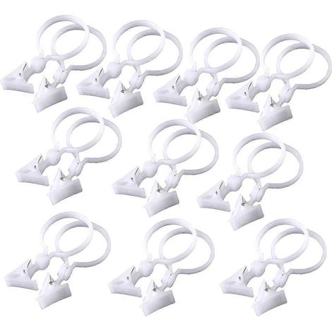 Set Mit 10 Runden Duschvorhangclips Aus Kunststoff, 12 X 6 Cm – 7,00 X 3,50 X 1,00 Cm – Weiß