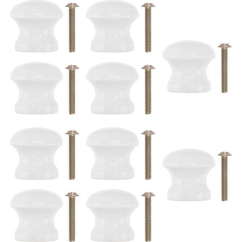 Set Mit 10 Praktischen Türgriffen Aus Holz In Pilzform (weiß) – 2,40 X 2,40 X 2,40 Cm – Weiß
