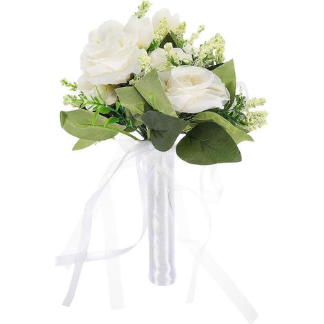 Künstlicher Brautstrauß, Wunderschöner Brautstrauß Mit Einer Blume – 17 X 17 X 27 Cm – Weiß