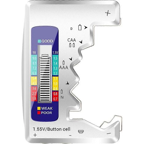 Robuster Batterietester, Tragbarer Batterieprüfer, Universeller Batterietester – 9,23 X 6,4 Cm – Weiß