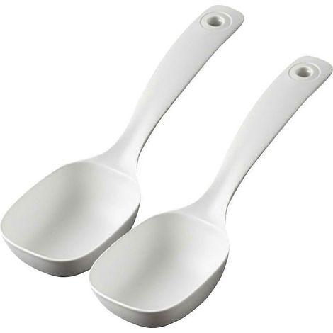 Set Mit 2 Großen, Wiederverwendbaren Porridge-löffeln Für Restaurants, Kantinen Und Den Hausgebrauch. – 21,00 X 6,60 X 4,00 Cm – Weiß