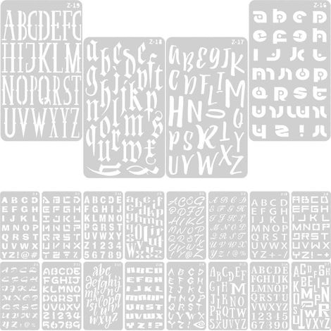 20 Buchstaben-schablonen Zum Bemalen Von Holz, Wiederverwendbare Bastelschablonen, Kunststoffbuchstaben (a6) – 17,80 X 10,00 X 0,10 Cm – Weiß