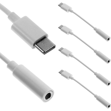 Usb-c-auf-3,5-mm-kopfhöreranschluss-adapter (4er-pack) – 11 X 0,8 Cm – Weiß