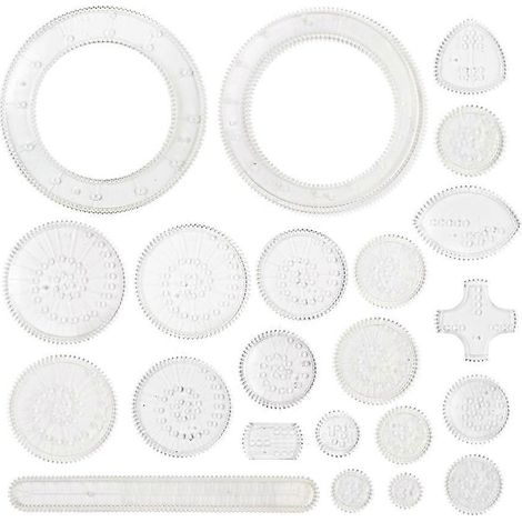 Set Mit 22 Zeichenvorlagen, Zeichenlinealen, Kreativem Mallineal-set Für Kinder (ohne Stift Und Kleber, Weiß) – 12,5 X 5,8 Cm – Weiß