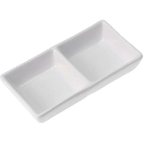14 Cm (5,5 Zoll) Große, Reinweiße Keramik-servierplatte Für Vorspeisen, 2 Fächer Für Saucen, Gewürze, Sojasauce (weiß)