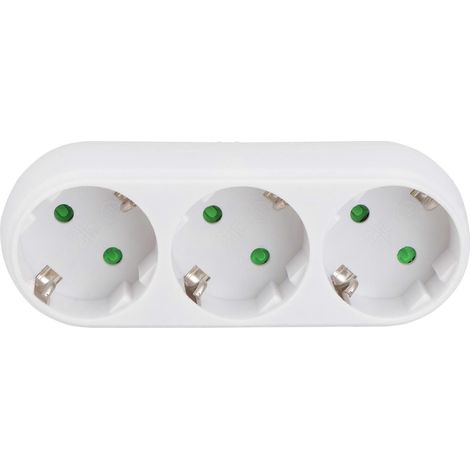 Dreifachsteckdosenadapter Mit Feuerhemmender Und Hitzebeständiger Steckdosenabdeckung Und Europäischem Stecker – 13,5 X 4,7 Cm – Weiß
