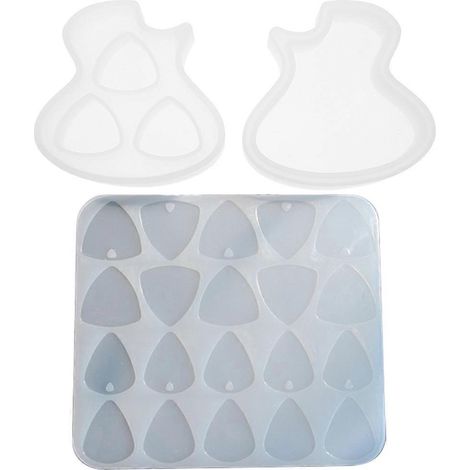 Silikonform-set Für Gitarrenplektren, Diy-plektrum-form, Plektrumbox-form – 15 X 13 Cm – Weiß