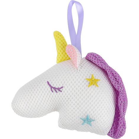 Einhorn-badeschwamm Mit Cartoon-motiv, Peeling-duschball Zur Hautberuhigung (weiß) – 16 X 15 Cm – Weiß