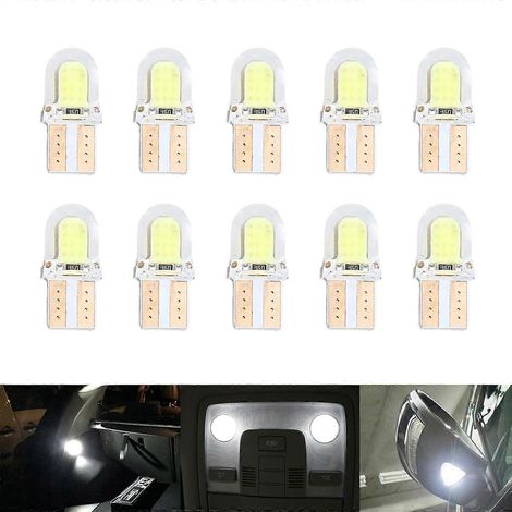 10er-pack Wildth T10 5w Cob Kristall-silikon-led-lampen (weißes Licht) Für Autos - Weiß