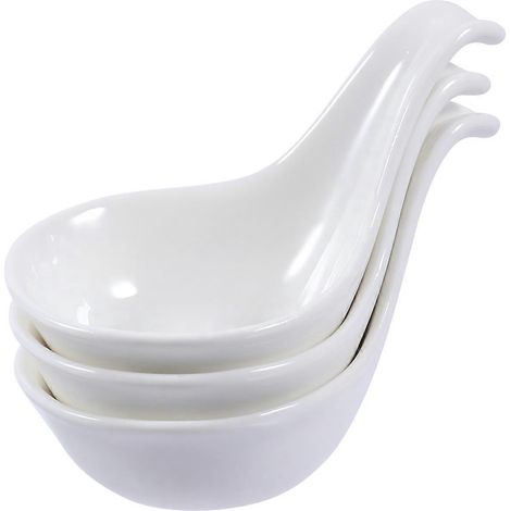 Set Aus 3 Keramik-saucenschälchen, Kunstvollem Kaviarlöffel Und Teller Mit Gänseleberpastete Und Schwarzem Trüffel – 10 X 5,5 X 2 Cm – Weiß