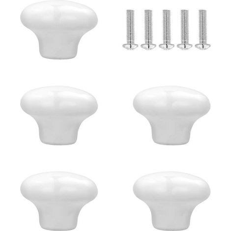 Winomo Set Mit 5 Runden Und Robusten Keramikgriffen Für Küchentüren, Schubladen Und Schränke (weiß) – 3,00 X 3,00 X 2,00 Cm