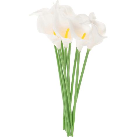 10 Elegante Und Realistische Künstliche Calla-lilien-sträuße Aus Pu, Perfekt Für Hochzeiten (weiß) – 33,00 X 5,00 X 5,00 Cm